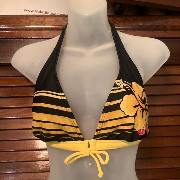 y2k swim top yellow flowers and cherries - Picture 2 of 4